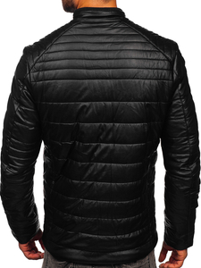Chaqueta biker de cuero para hombre negro Bolf EX940