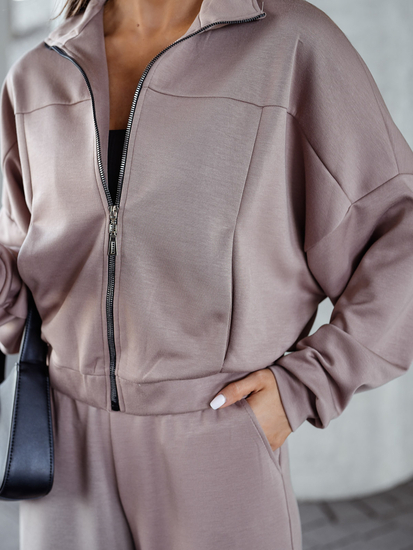Chándal de dos piezas con cremallera para mujer color mantequilla capuchino Bolf 821109