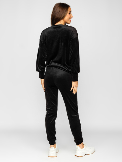 Chándal velour de dos piezas para mujer negro Bolf 642