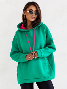 Sudadera con capucha y cuello de canguro para mujer verde Bolf 82131
