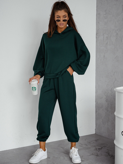 Conjunto de sudadera con capucha de dos piezas para mujer color rosa botella Bolf 525