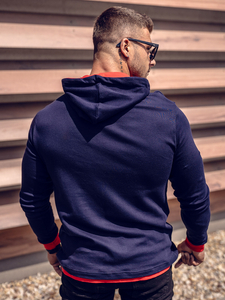 Sudadera con capucha para hombre azul oscuro y rojo Bolf 145380