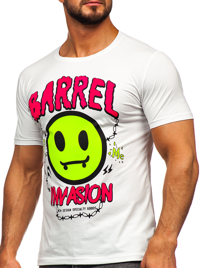 Camiseta de manga corta con impresión para hombre blanco Bolf HS7233