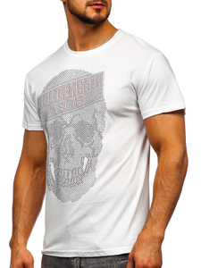 Camiseta de manga corta con estampado para hombre blanco Bolf KS2108