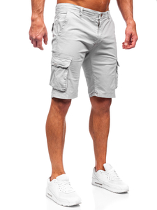 Pantalón corto de tela cargo para hombre gris Bolf J707