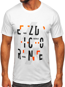 Camiseta algodón de manga corta con impresión para hombre blanco Bolf 14752