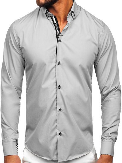 Camisa de manga larga para hombre gris Bolf 3762