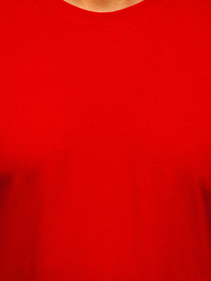 Camiseta de hombre de algodón roja sin estampado Bolf 192397