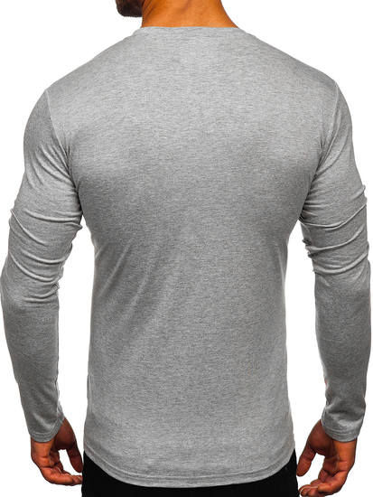 Camiseta de manga larga sin estampado para hombre gris Bolf 2088L