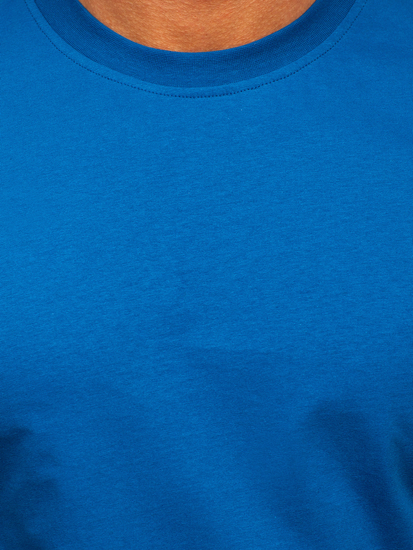 Camiseta lisa de algodón azul para hombre Bolf 192397