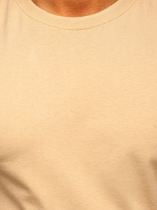 Camiseta de algodón beige lisa para hombre Bolf 192397
