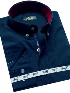 Camisa de manga larga elegante para hombre azul oscuro Bolf 2772
