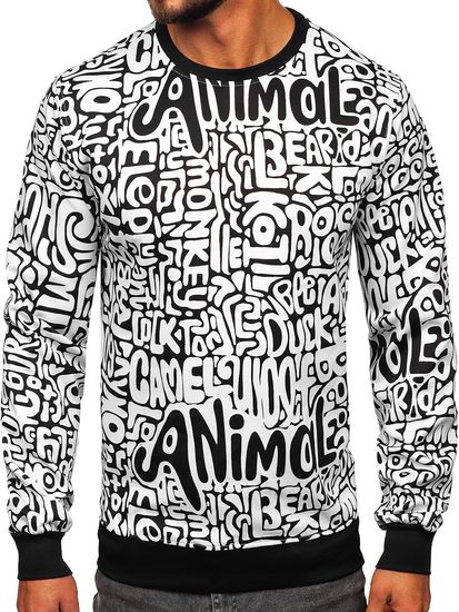 Sudadera con capucha con impresión para hombre negro y blanco Bolf 8B1131