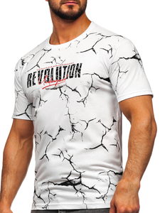 Camiseta blanca de algodón con estampado para hombre Bolf 14717