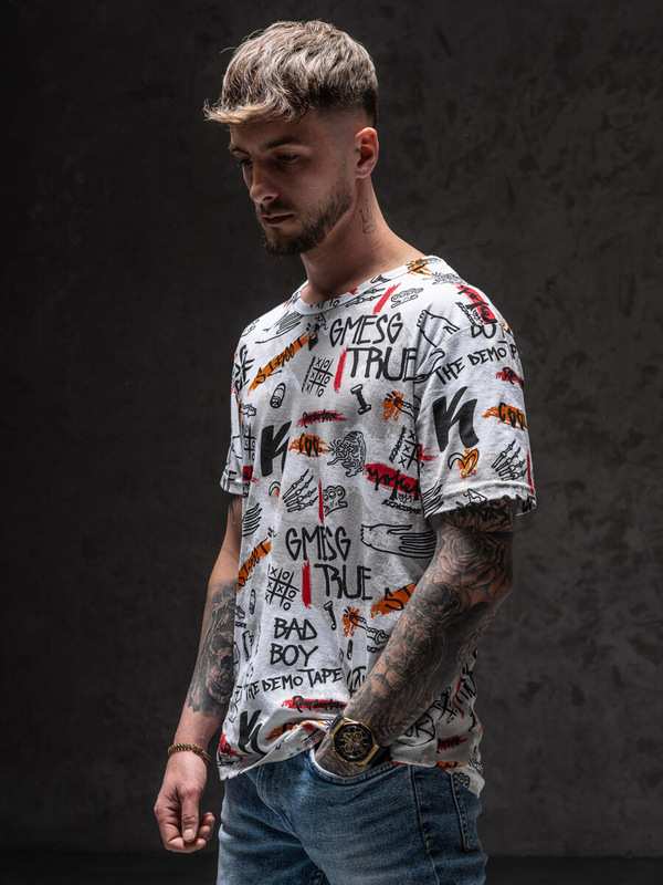 Camiseta estampada para hombre color blanco Bolf 14908