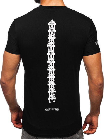 Camiseta con bolsillo de manga corta con impresión para hombre negro Bolf MT3044