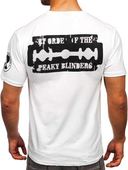 Camiseta de manga corta con aplicaciones para hombre blanco Bolf 21004