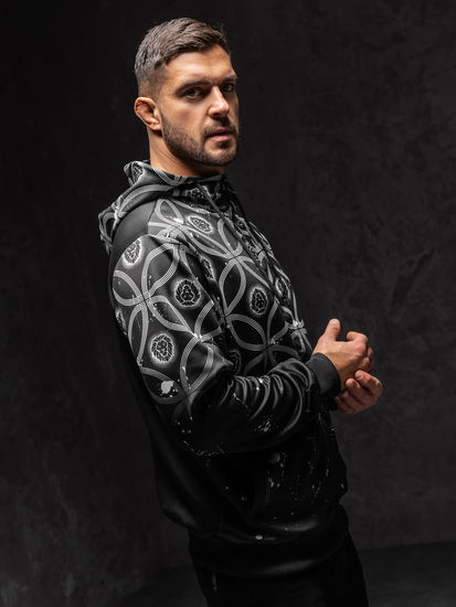 Sudadera con cremallera y capucha para hombre negra Bolf 27B8122A1