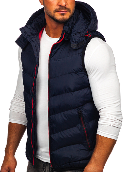 Chaleco acolchado para hombre con capucha color azul oscuro Bolf 6875