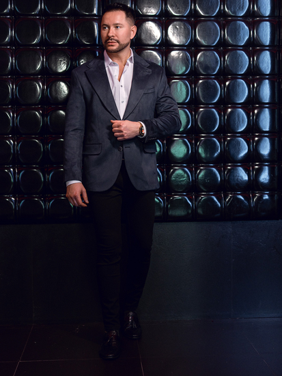 Americana de hombre de terciopelo azul marino Bolf 24410