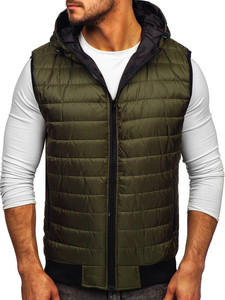 Chaleco acolchado de entretiempo para hombre con capucha color verde Denley MY88