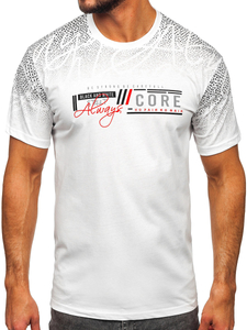 Camiseta algodón de manga corta con impresión para hombre blanco Bolf 14710