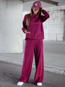 Chándal de dos piezas con cremallera para mujer color mantequilla color burdeos Bolf 821111