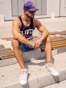 Camiseta de tirantes anchos con impresión negro Bolf 14832A