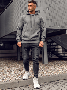 Hombre Sudadera con capucha estilo canguro Antracita Bolf MB001A