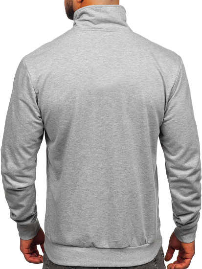 Sudadera abierta de cuello alto para hombre gris Bolf B229