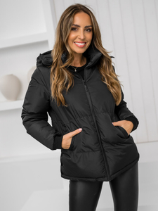 Chaqueta acolchada de invierno con capucha para mujer negro Bolf 5M3169