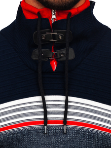 Suéter con cuello alto para hombre color azul oscuro Bolf 1051