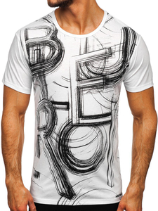 Camiseta blanca estampada para hombre Bolf KS2525T