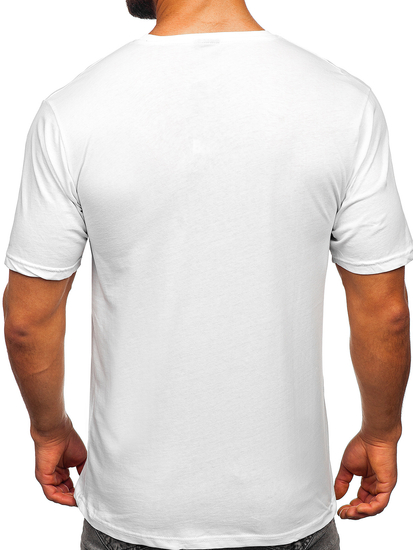 Camiseta algodón de manga corta con impresión para hombre blanco Bolf 14787
