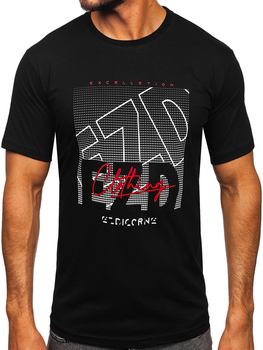 Camiseta algodón de manga corta con impresión para hombre negro Bolf 14748