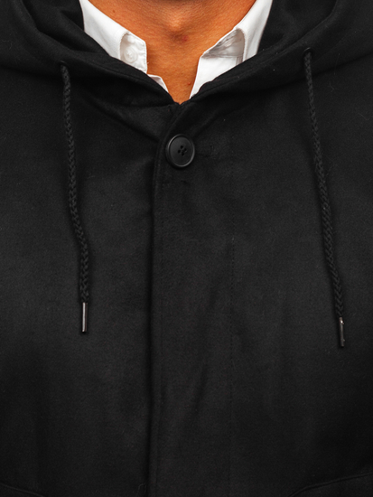 Abrigo de invierno con capucha para hombre negro Bolf 79B3-197