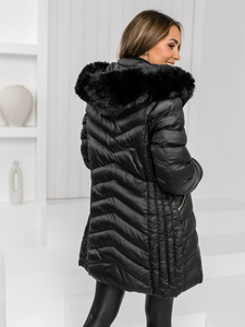 Abrigo largo de invierno acolchado con capucha para mujer color negro Bolf 5M3162A2