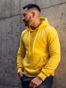 Sudadera tipo canguro con capucha para hombre amarillo claro Bolf 2009A