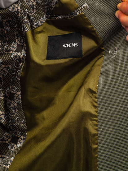 Hombre Chaqueta de traje elegante cruzada Verde Bolf 005