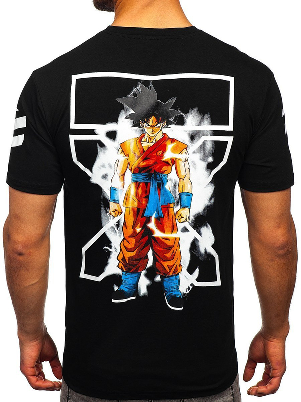 Camiseta de manga corta con impresión para hombre negro Bolf 14404