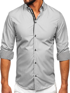 Camisa de manga larga para hombre gris Bolf 3762