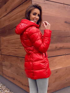 Chaqueta acolchada de invierno con capucha para mujer rojo Bolf B9545