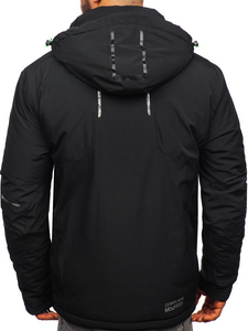 Chaqueta de invierno de esquí para hombre negro y verde Bolf 1910