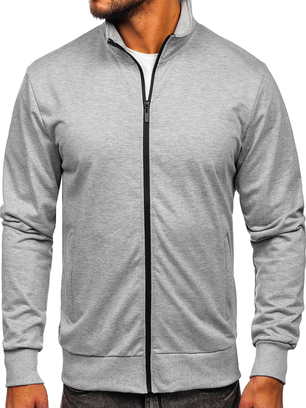 Sudadera abierta sin capucha para hombre gris Bolf B067