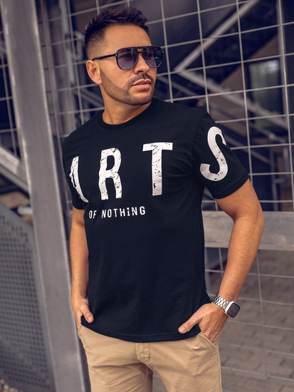 Camiseta de manga corta con impresión para hombre negro Bolf 1180A