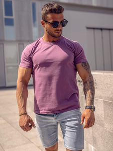 Camiseta lisa de algodón morado para hombre Bolf 192397A