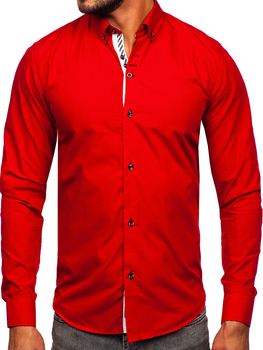 Camisa elegante de manga larga para hombre rojo Bolf 5796-1