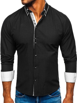 Camisa elegante de manga larga para hombre negra Bolf 6929-A
