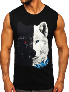 Camiseta estampada sin mangas color negro Bolf 14823