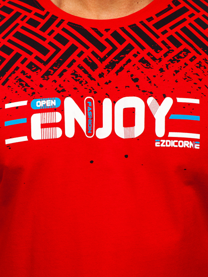 Camiseta algodón de manga corta con impresión para hombre rojo Bolf 14720